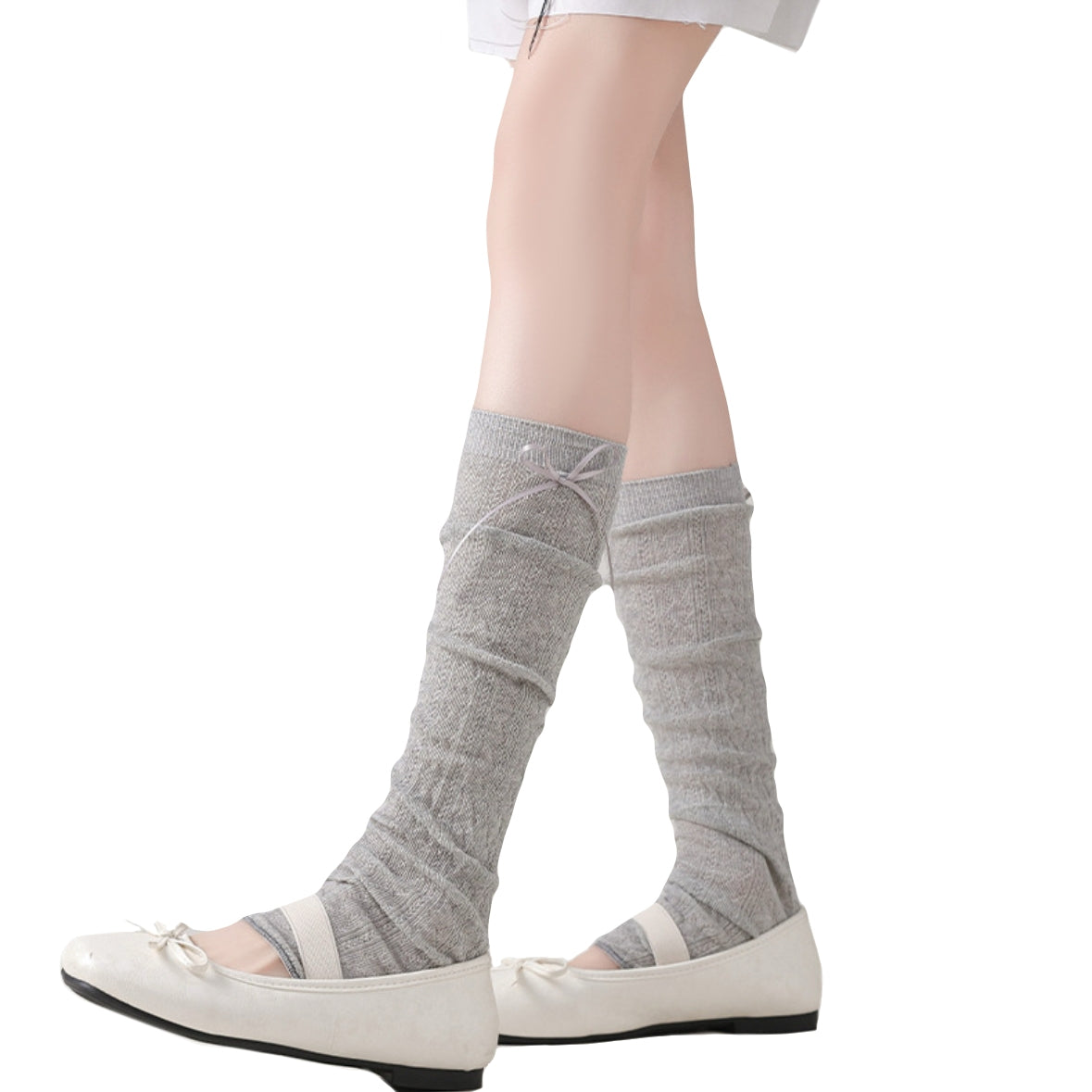 Stretchy pastel leg warmers for girls with cute bow accents cute bow socks
